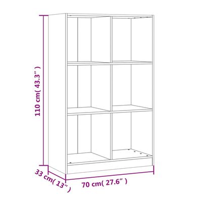 vidaXL Bokhylle hvit 70x33x110 cm heltre furu