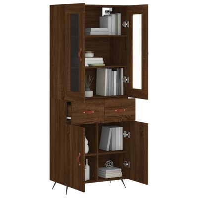 vidaXL Highboard brun eik 69,5x34x180 cm konstruert tre