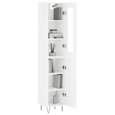 vidaXL Highboard høyglans hvit 34,5x34x180 cm konstruert tre