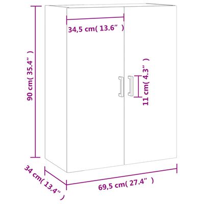 vidaXL Veggskap brun eik 69,5x34x90 cm