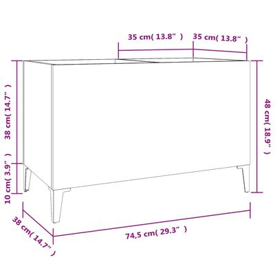 vidaXL Hifi-benk sonoma eik 74,5x38x48 cm konstruert tre