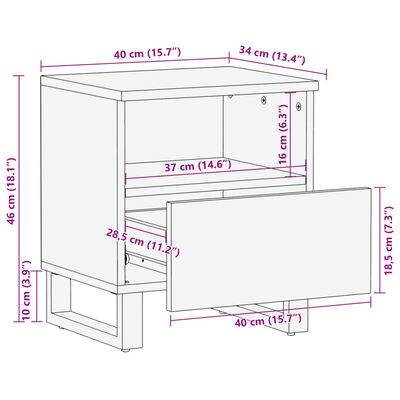 vidaXL Nattbord 40x34x46 cm heltre bleket mango