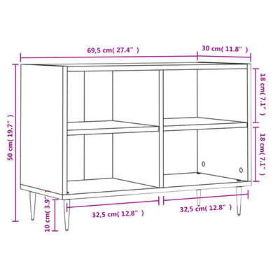 vidaXL TV-benk hvit 69,5x30x50 cm konstruert tre