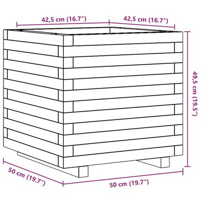 vidaXL Plantekasse hvit 50x50x49,5 cm heltre furu