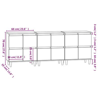 vidaXL Skjenker 3 stk betonggrå 60x35x70 cm konstruert tre