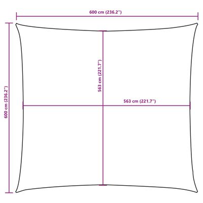 vidaXL Solseil oxfordstoff firkantet 6x6 m kremhvit