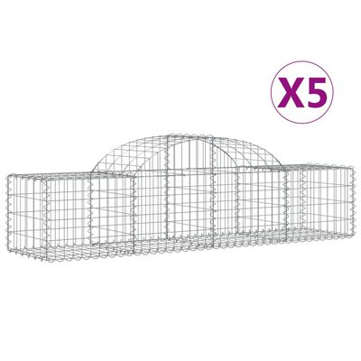 vidaXL Gabionkurver buede 5 stk 200x50x40/60 cm galvanisert jern