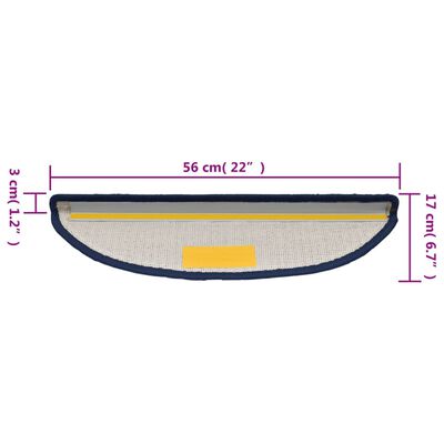 vidaXL Trappematter blå 15 stk 56x17x3 cm