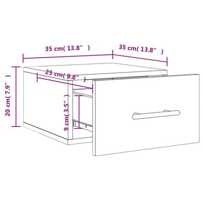 vidaXL Veggmonterte nattbord 2 stk betonggrå 35x35x20 cm