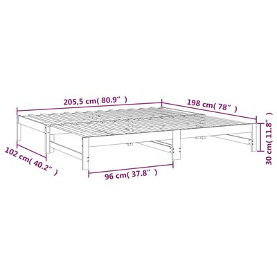 vidaXL Uttrekkbar dagseng grå 2x(100x200) cm heltre furu