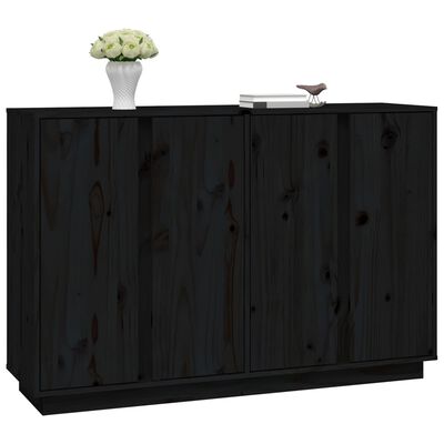 vidaXL Skjenk svart 120x35x80 cm heltre furu