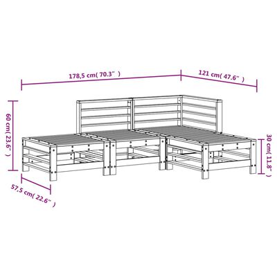 vidaXL Hagesofagruppe 4 deler honningbrun heltre furu