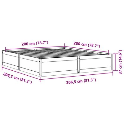 vidaXL Sengeramme med madrass 200x200 cm heltre furu