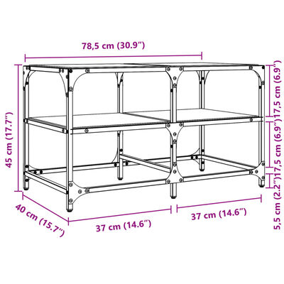 vidaXL Sofabord med gjennomsiktig glassplate 78,5x40x45 cm stål