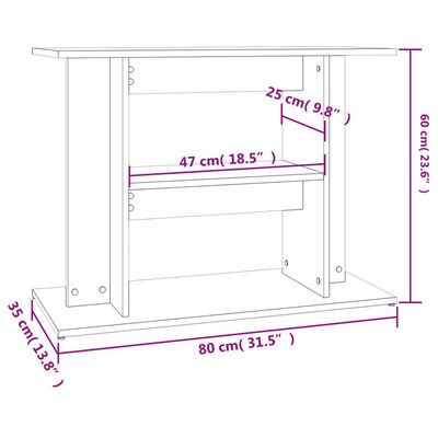 vidaXL Akvariumstativ grå sonoma 80x35x60 cm konstruert tre