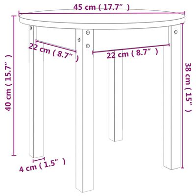 vidaXL Salongbord grå Ø 45x40 cm heltre furu