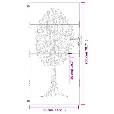 vidaXL Hageport 85x200 cm cortenstål tredesign