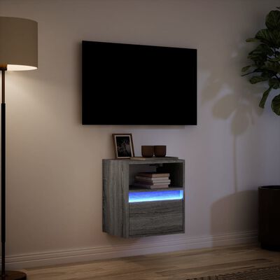 vidaXL Vegghengt TV-benk med LED grå sonoma 41x31x45 cm