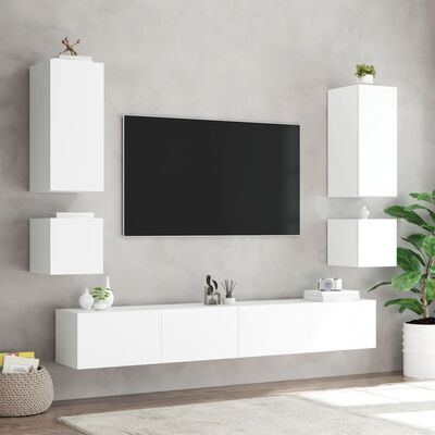 vidaXL Vegghengt TV-benk med LED hvit 100x35x41 cm