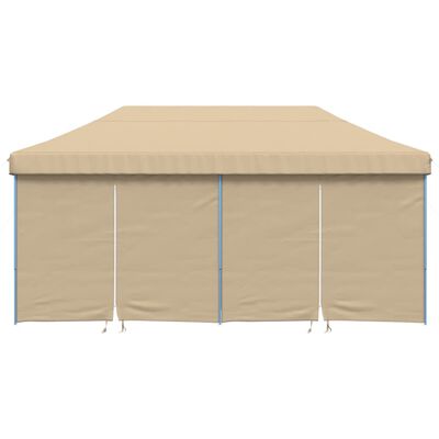 vidaXL Sammenleggbart partytelt pop-up med 4 sidevegger beige