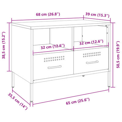 vidaXL TV-benk sennepsgul 68x39x50,5 cm stål