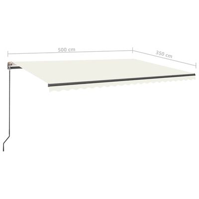 vidaXL Automatisk markise med vindsensor og LED 500x350 cm kremhvit