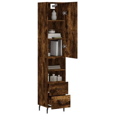 vidaXL Highboard røkt eik 34,5x34x180 cm konstruert tre