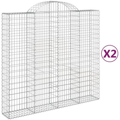 vidaXL Gabionkurver buede 2 stk 200x50x180/200 cm galvanisert jern