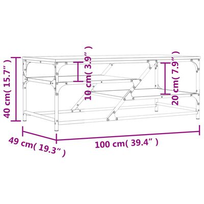 vidaXL Salongbord sonoma eik 100x49x40 cm konstruert tre