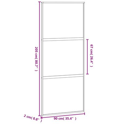 vidaXL Skyvedør svart 90x205 cm herdet glass og aluminium