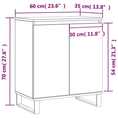 vidaXL Skjenk brun eik 60x35x70 cm konstruert tre