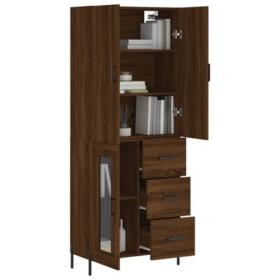 vidaXL Highboard brun eik 69,5x34x180 cm konstruert tre