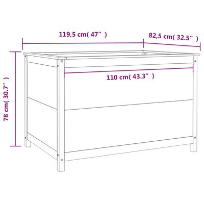 vidaXL Høybed grå 119,5x82,5x78 cm heltre gran