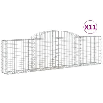 vidaXL Gabionkurver buede 11 stk 300x30x80/100 cm galvanisert jern