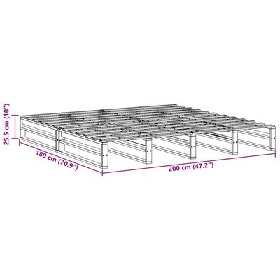 vidaXL Sengeramme uten madrass hvit 180x200 cm heltre furu