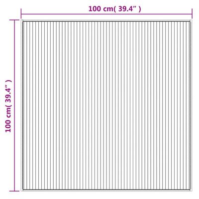 vidaXL Teppe firkantet svart 100x100 cm bambus