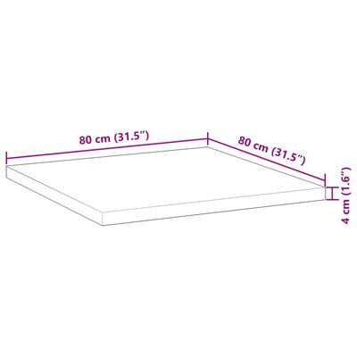 vidaXL Bordplate firkantet 80x80x4 cm heltre akasie