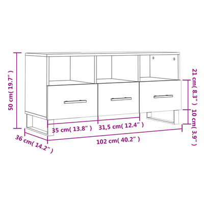 vidaXL TV-benk betonggrå 120x35x48 cm konstruert tre