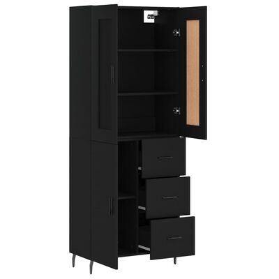 vidaXL Highboard svart 69,5x34x180 cm konstruert tre