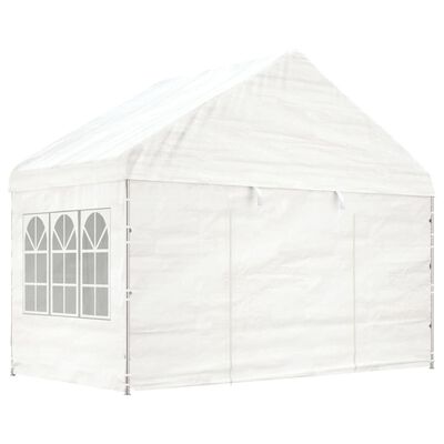 vidaXL Paviljong med tak hvit 13,38x4,08x3,22 m polyetylen