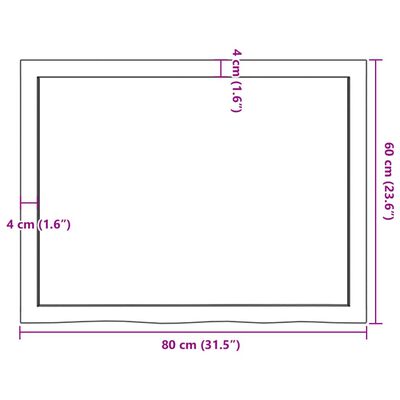 vidaXL Bordplate 80x60x(2-6) cm ubehandlet heltre eik