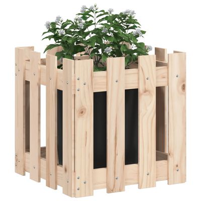 vidaXL Plantekasse med gjerdedesign 40x40x40 cm heltre furu