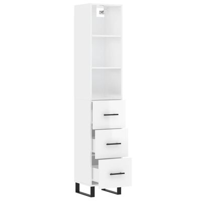 vidaXL Highboard høyglans hvit 34,5x34x180 cm konstruert tre