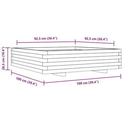 vidaXL Plantekasse voksbrun 100x100x26,5 cm heltre furu