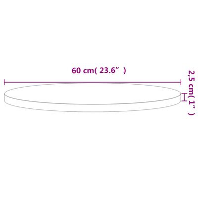 vidaXL Bordplate Ø60x2,5 cm rund heltre bøketre