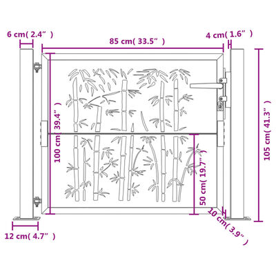 vidaXL Hageport antrasitt 105x105 cm stål bambusdesign