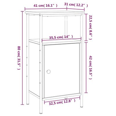 vidaXL Nattbord sonoma eik 41x31x80 cm konstruert tre