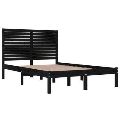 vidaXL Sengeramme svart heltre 135x190 cm Double