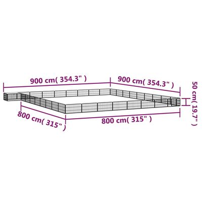 vidaXL Hundegrind med 36 paneler svart 100x50 cm pulverlakkert stål