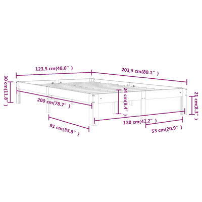 vidaXL Sengeramme heltre furu 120x200 cm